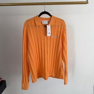 Orange Adidas Humanrace polo sweater